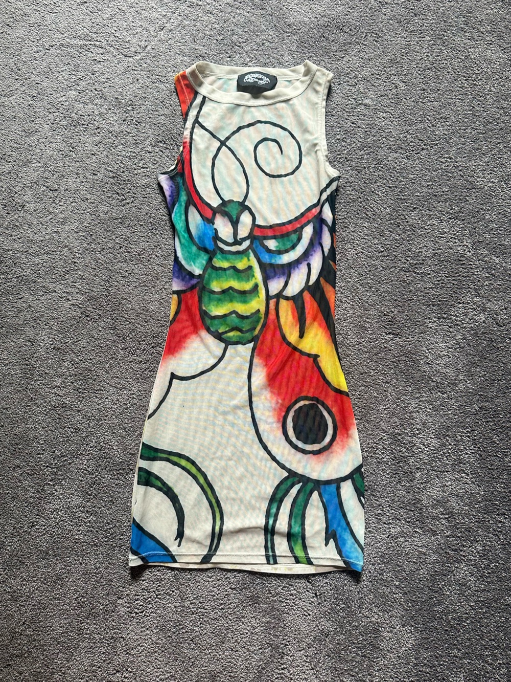 Ed Hardy x Siberia Hills Collab Abstract Fish Print Mini Dress
